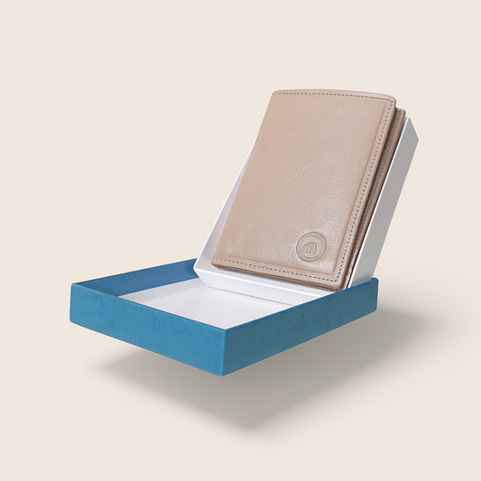 Porte-feuille Beige - Cuir véritable