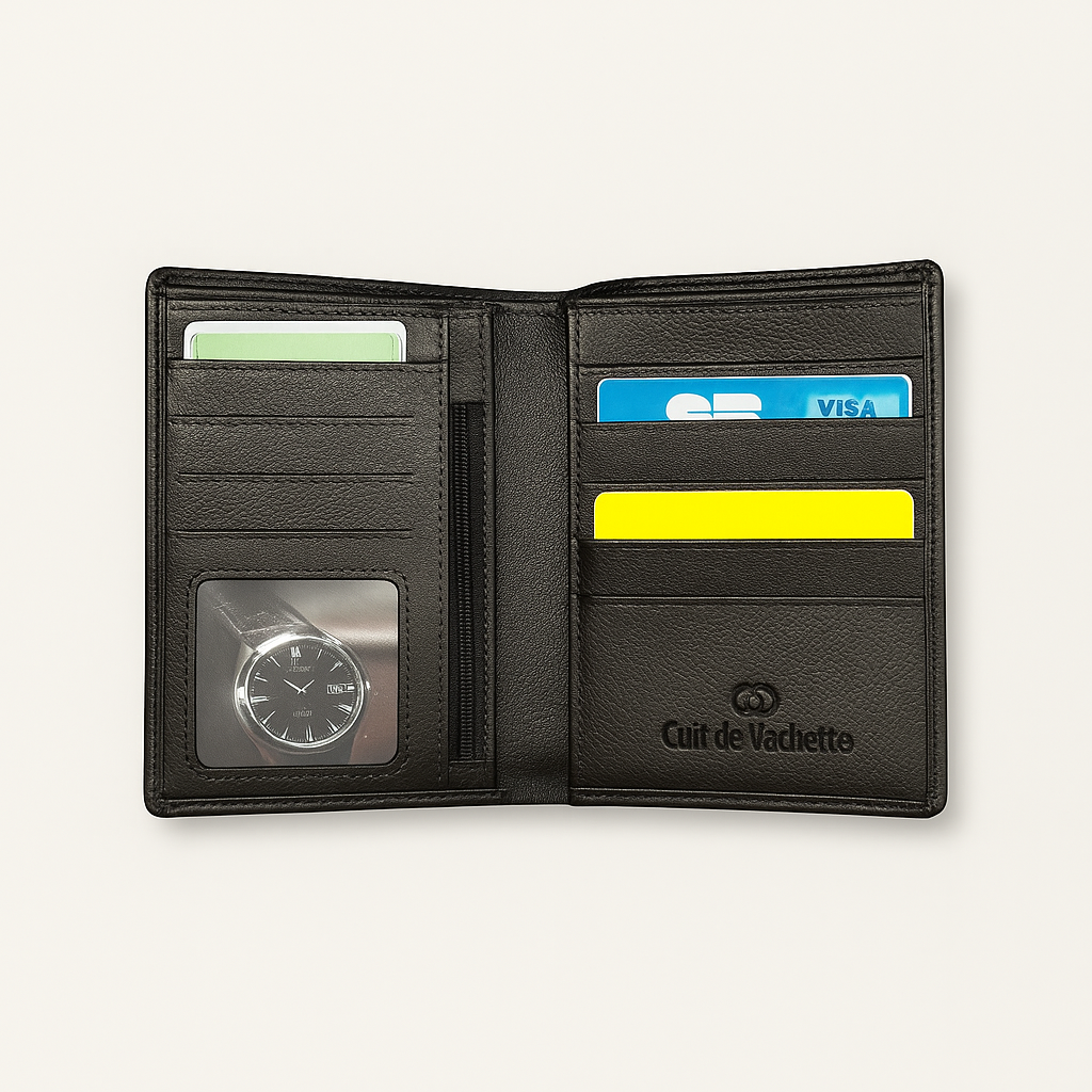 Porte Feuille Noir - Cuir Grainé