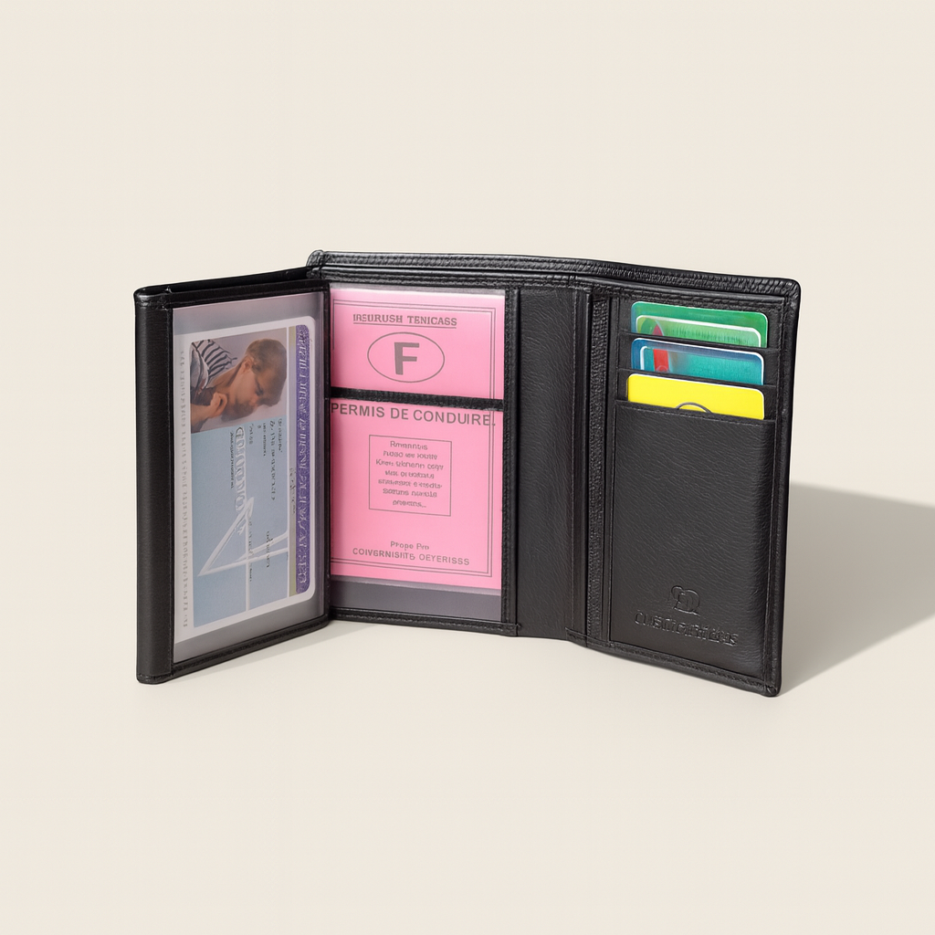 Porte-feuille Noir- Cuir véritable