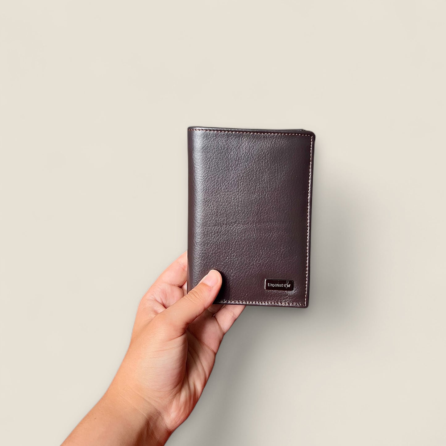Porte-feuille en cuir véritable- Marron